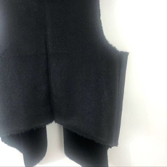 Just Fab Faux Shearling Waterfall Black Vest Sz L - Picture 7 of 12